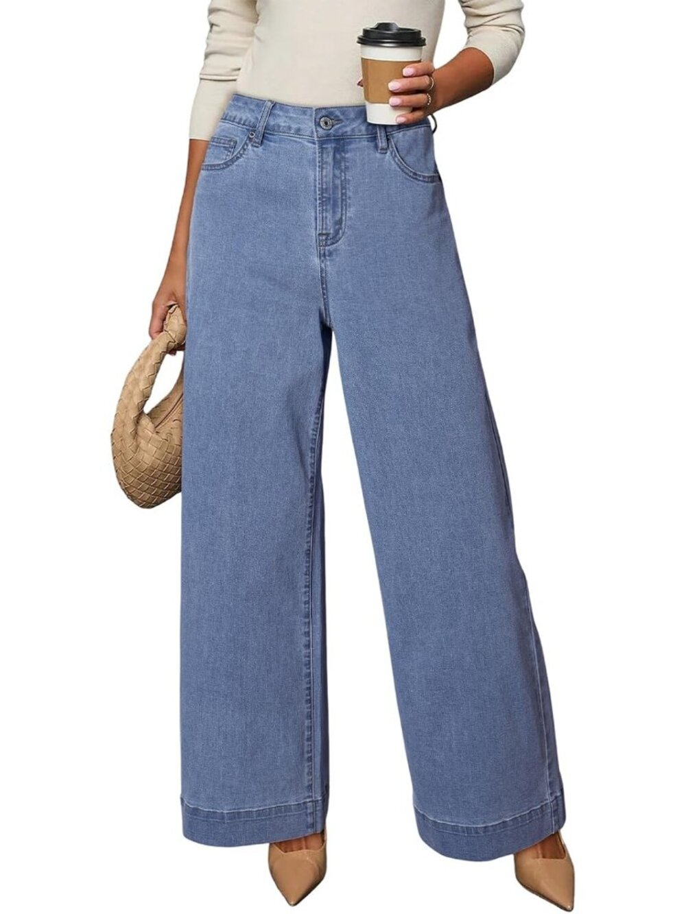 Women's Myosotis High Waisted Jeans Stretch Wide Leg Loose Denim Baggy Pant Jean